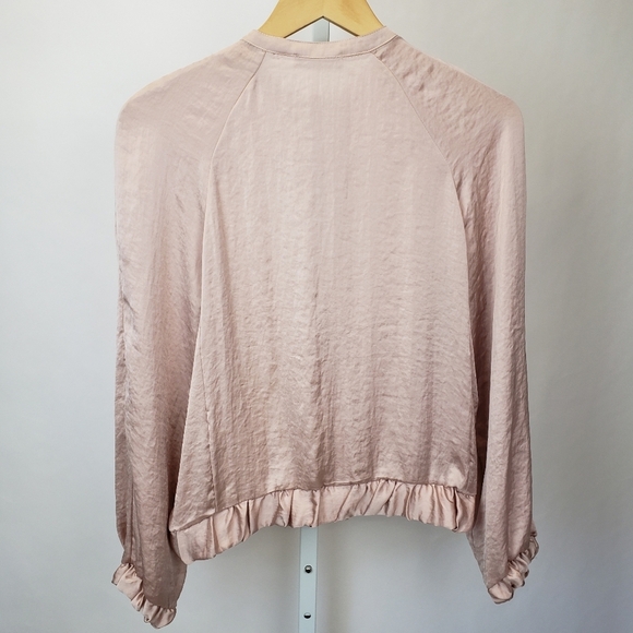 Zara Rose gold lightweight satin bomber jacket size small - Picture 5 of 12